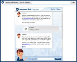 National Rail Enquiries' Virtual Agent, Lisa